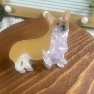 Corgi Dog Hair Claw Clip Brown White Acrylic Style Cute Kawaii